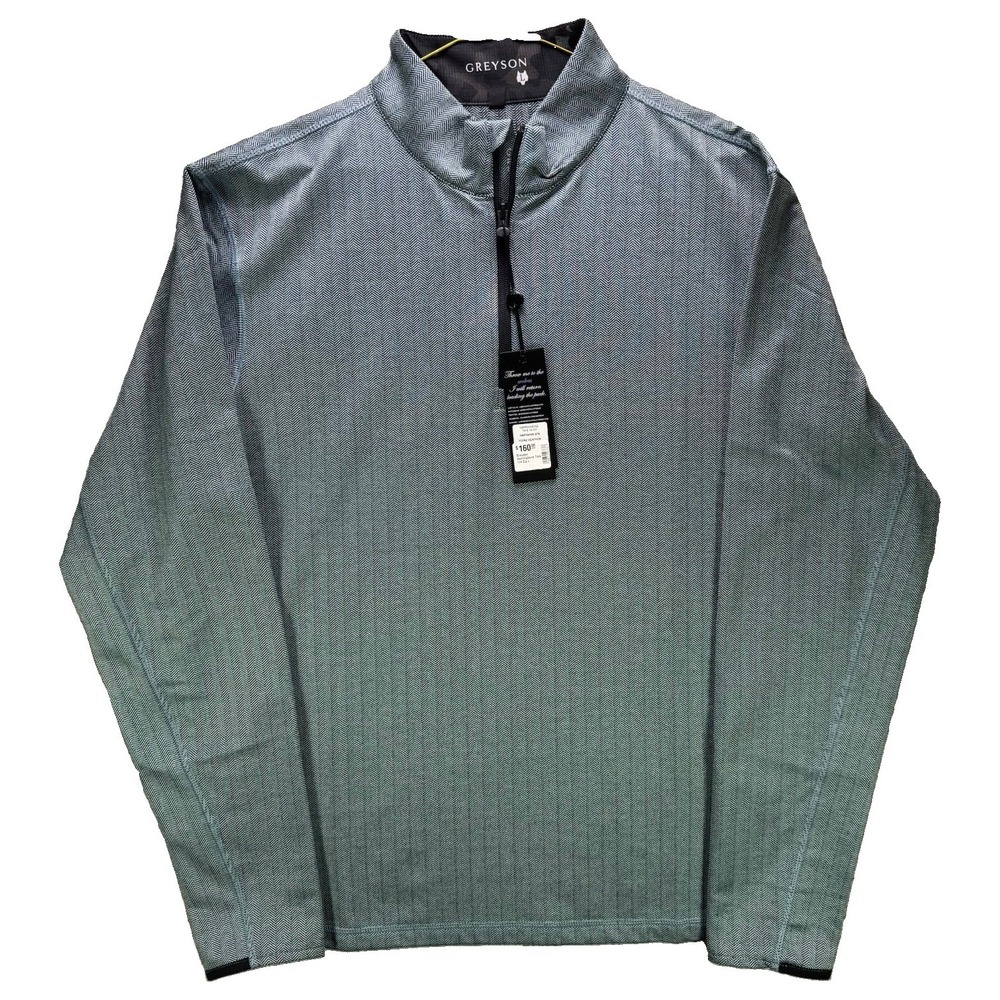 Greyson Herringbone Tate 1/4 Zip Pullover Mens Large Blue Topaz Golf Casual NWT